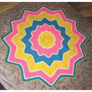 Bright & Cheery Handmade Mandala Afghan Throw Blanket